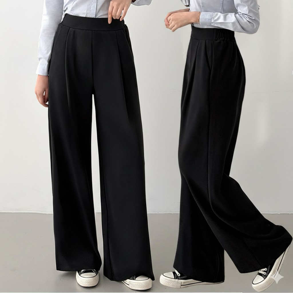 핏오짐 여성 원턱 와이드 일자 슬랙스 밴딩 와이드팬츠 스판 바지 13,900원