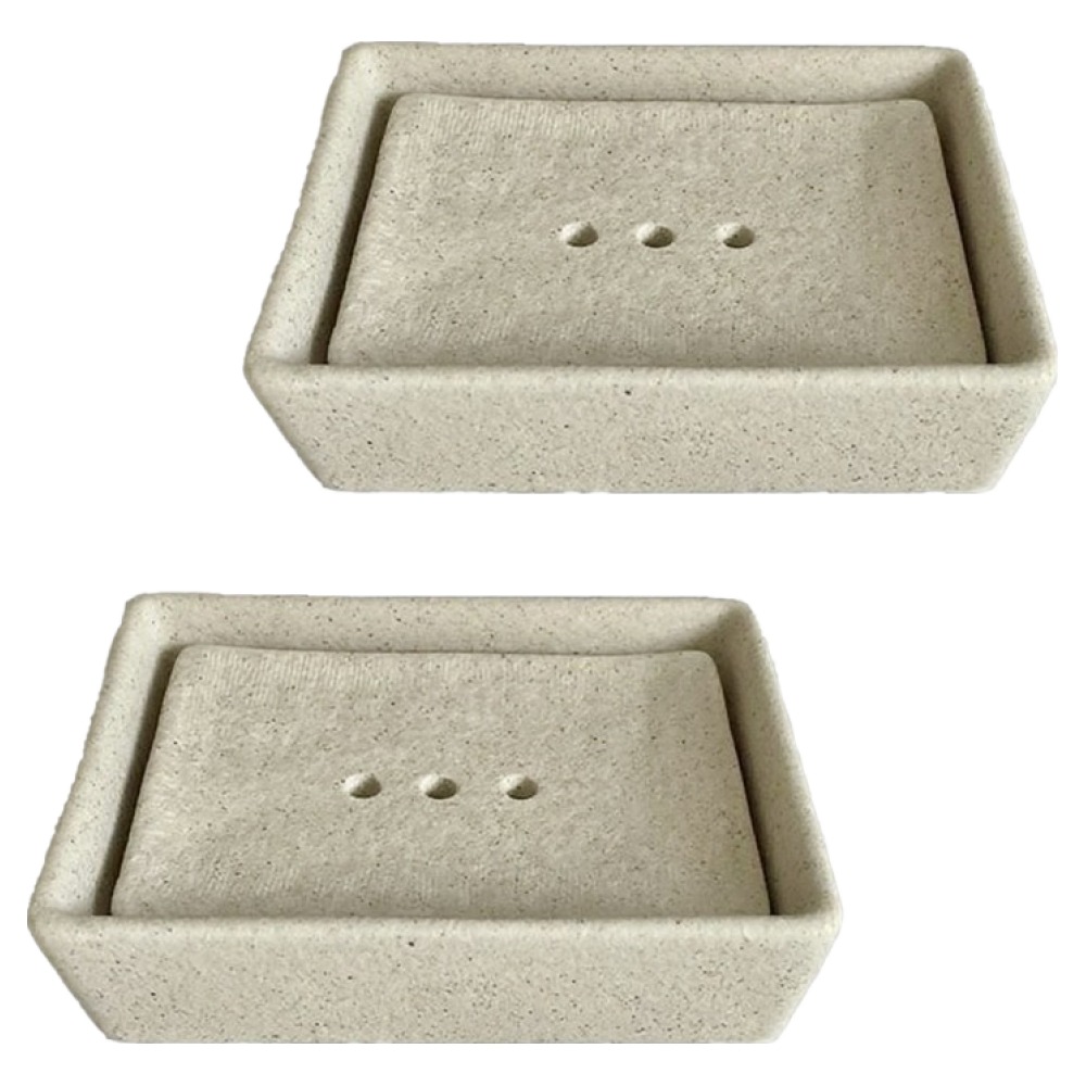 바코젤 고급 도자기 이중 비누케이스, 연베이지, 2개 26,000원