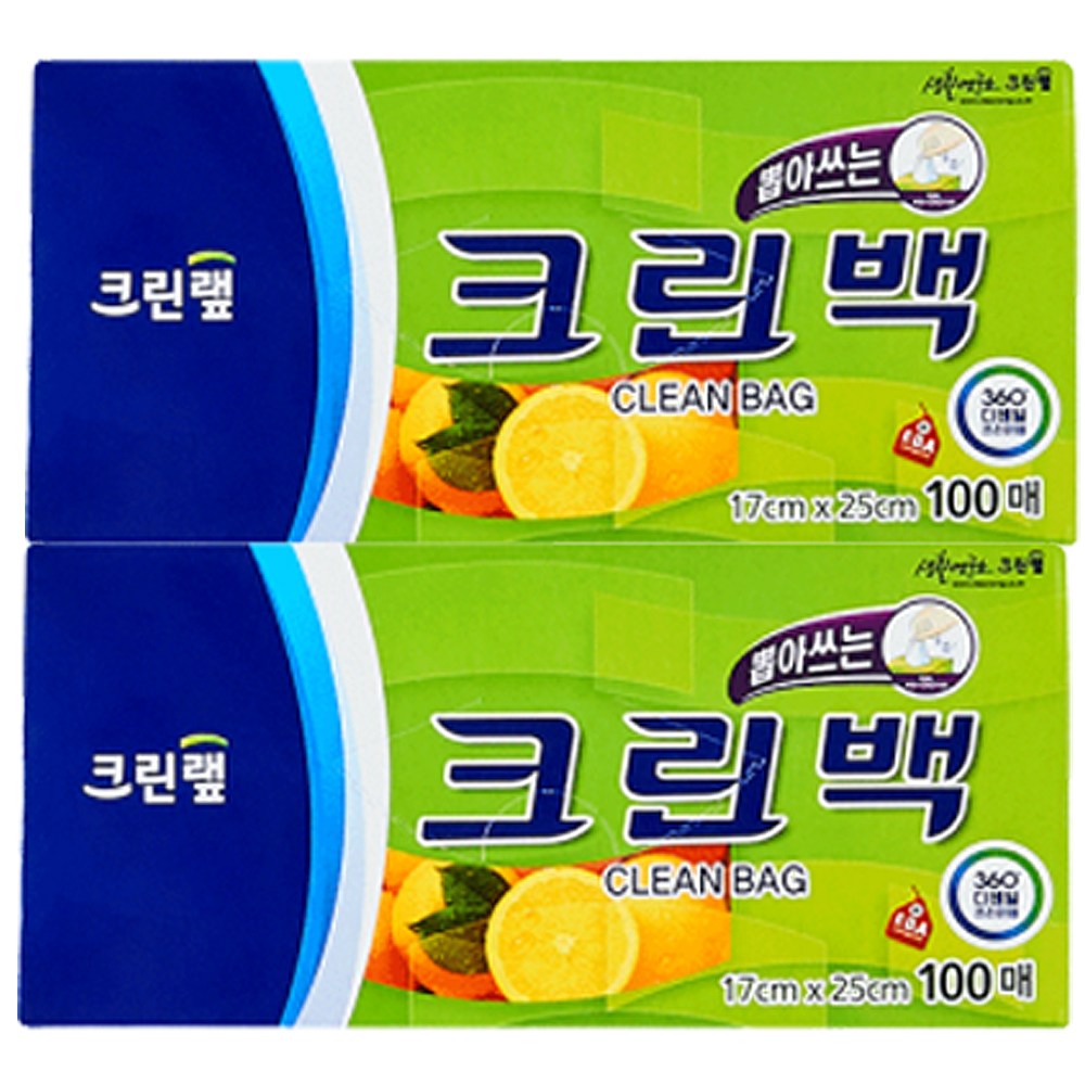 크린랩 크린백 17x25cm (100매) x 2개, 2개, 100개, 소(S) 9,000원