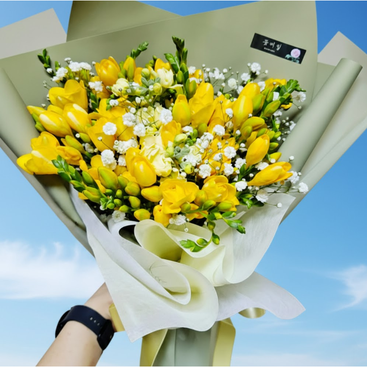 [꽃메일] 프리지아 후리지아 꽃다발 꽃배달 싼곳 생화 택배 생화꽃 프리지어 꽃메일, 포장M, 1개 32,000원