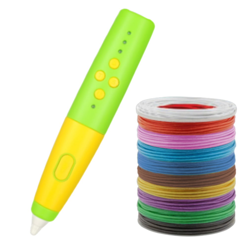 마루미르 프리투 3D펜 무선 저온 동작 PCL필라멘트 사용, 녹색/노랑, 5m10종 패키지 41,400원