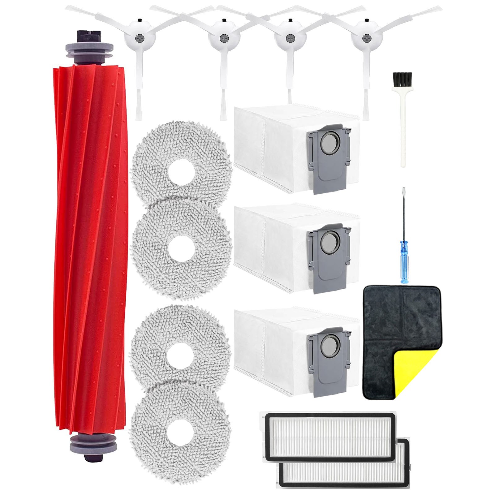 Yivy로보락 Q Revo Pro/Q Revo Max V/Q Revo Plus 로봇 브러쉬 필터 물걸레 먼지 봉투 호환용 소모품 세트, 로보락-17set, 1개 26,500원