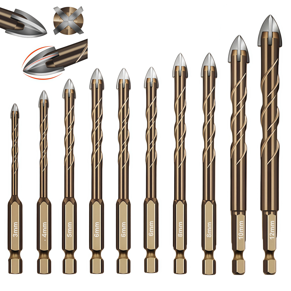 준성유통 다용도 고강도 4날 대리석 콘크리트 타일 유리 만능 드릴비트 기리 10pcs, 1세트 16,800원