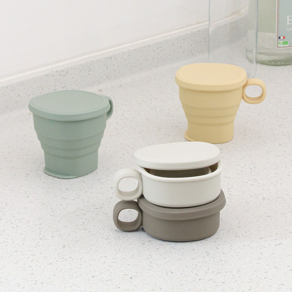 실리샵 국산 플래티넘 실리콘 손잡이 접이식 컵 사각형 270ml, 2개, 접이식컵 라이트그레이 17,900원