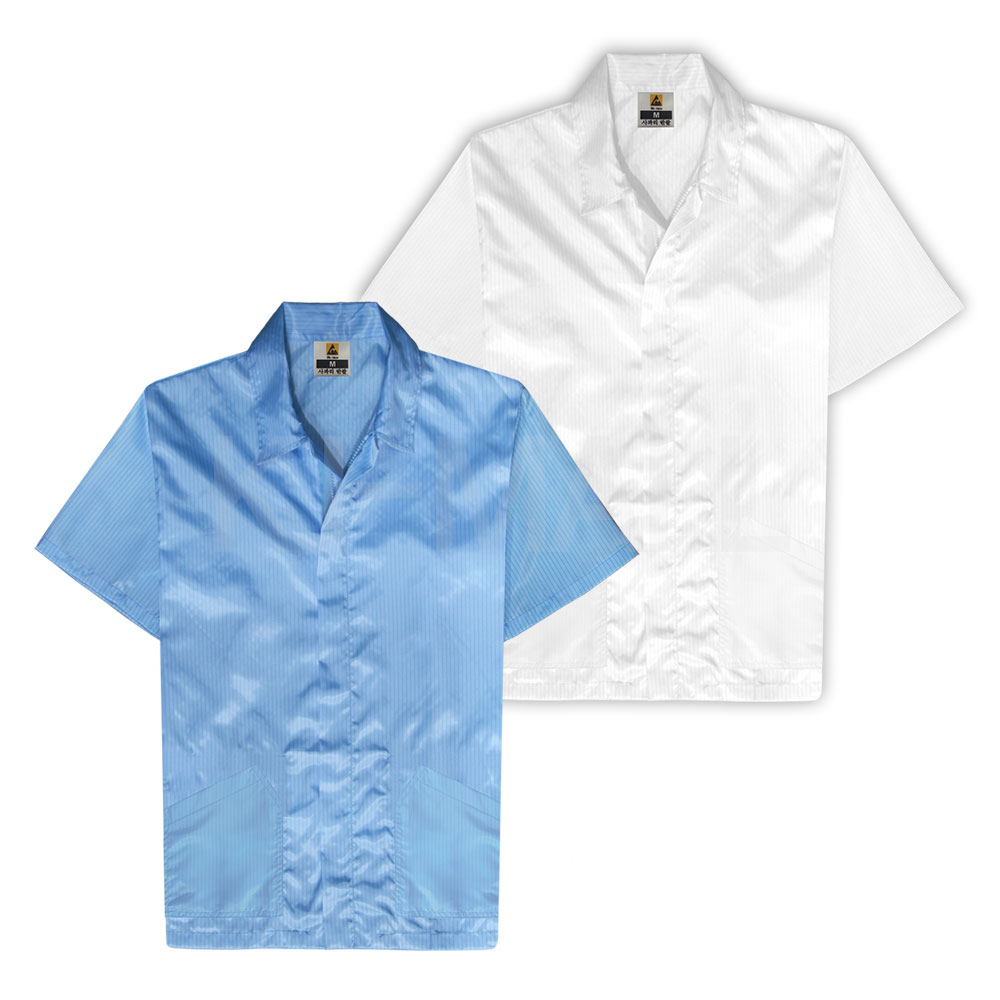 KJ 방진복 반팔상의 Y카라 제전복 무진복 제전방진복 클린복 크린룸 반도체 정전기방지 작업복 11,110원