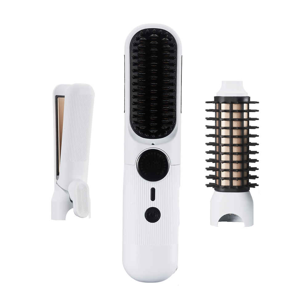 휴브론 트리플헤드 무선고데기 3in1 교체형 빗고데기 기내반입 여행용 뿌리볼륨 매직기, 화이트, 휴브론 3 in 1 무선고데기 109,000원