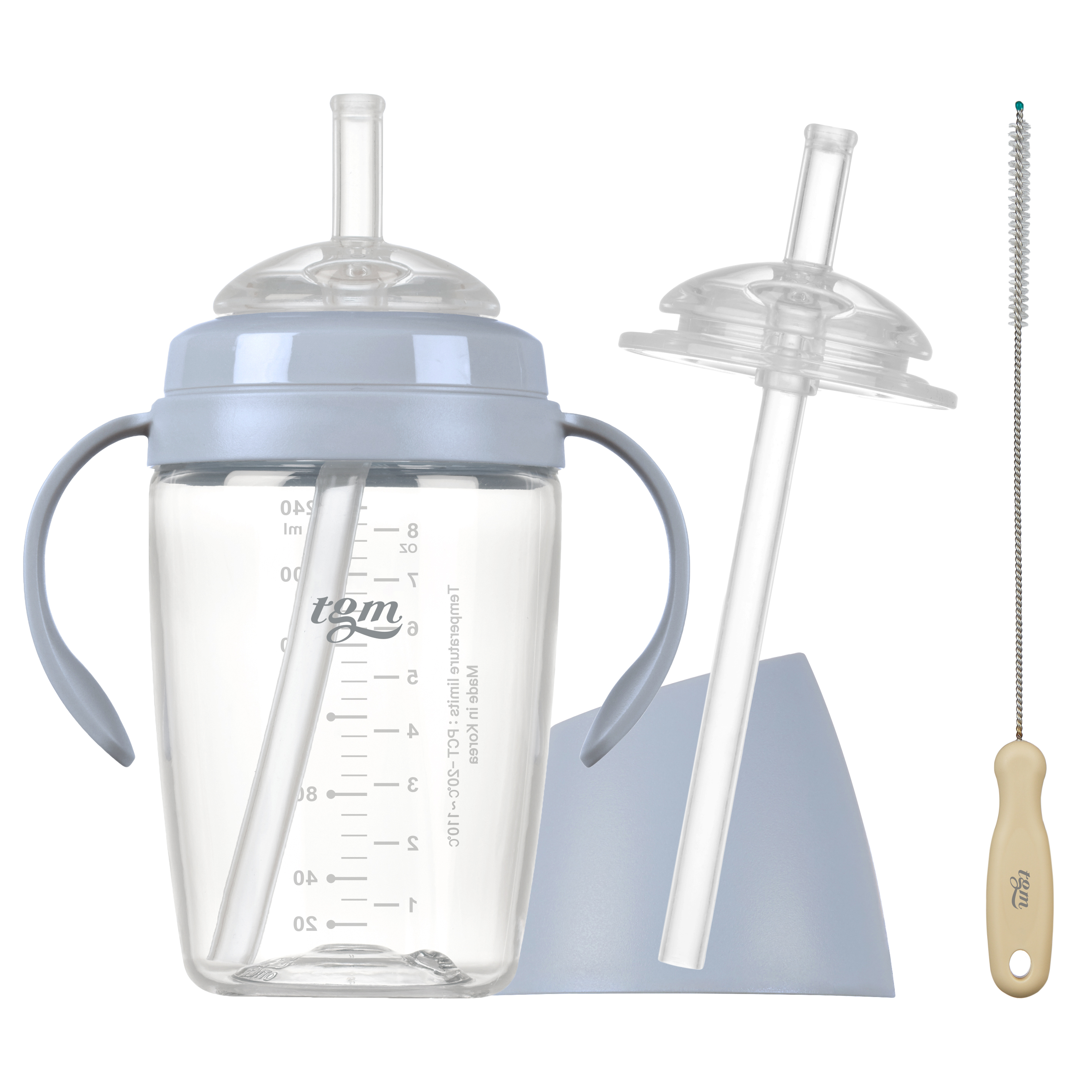 티지엠 쌀알 트라이탄 빨대컵 + 실리콘 빨대 + 빨대솔 세트, 240ml, 1세트, 코튼블루 41,250원