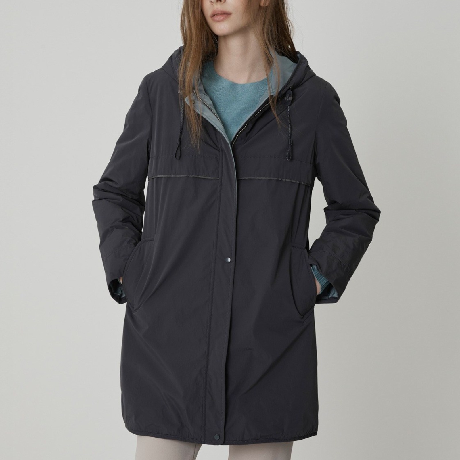 웰메이드 인디안 데일리스트 배색 후드 롱패딩_MDEKA6SC361 인디안 여성복 봄신상 26봄 245,000원