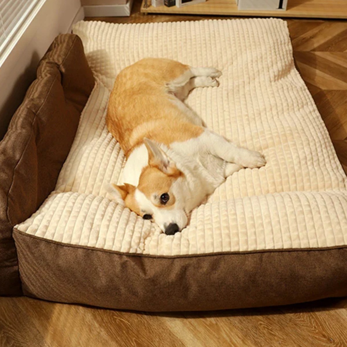 먀오샤오위안 대형견 사계절 소파형 침대 - 겨울 보온 분리세척 매트, 두꺼운 고밀도 충전재 안전 방석 (변형 없음), 1개, 갈색 82,500원