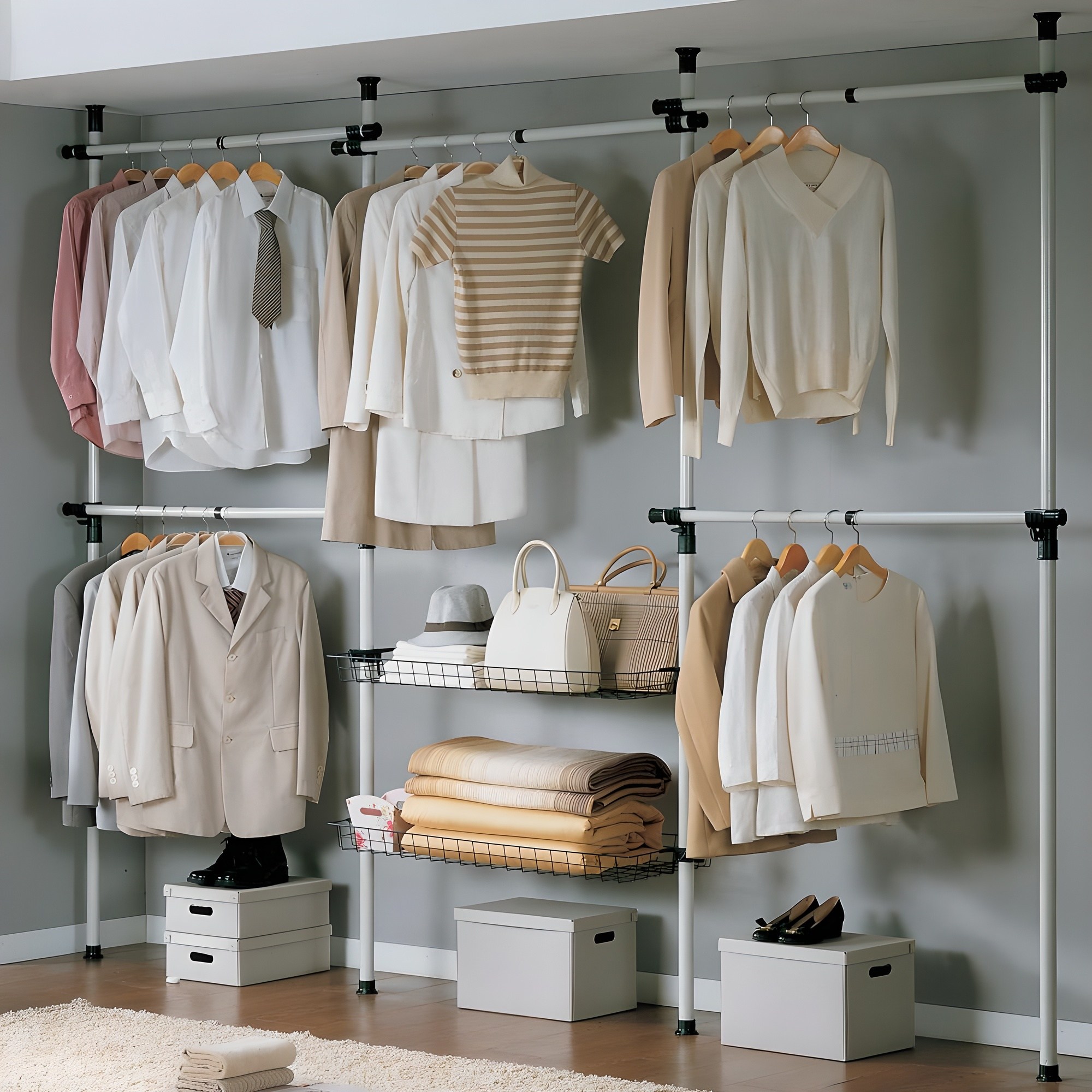 가화홈시스 기본형 5단 옷걸이 2단 수납바구니형 행거 N3LB4502 52,100원