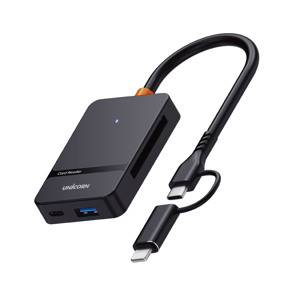 유니콘 XC-7000M 6in1 C타입 8핀 듀얼커넥터 멀티 카드리더기 USB3.2 GeN1 5Gbps 케이블 젠더포함 고휘도 LED 15,900원