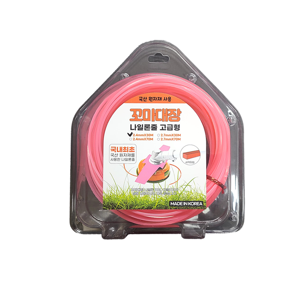 꼬마대장 국산 예초기날 예초기끈 교체용 사각 날 커터 나일론줄 고급형 2.4mm 30M 70M 12,000원