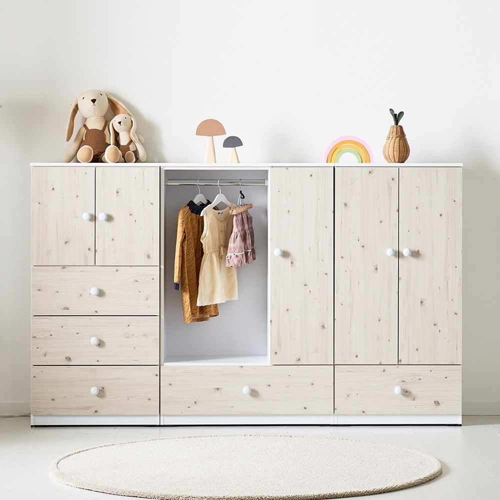 리츠데코 토미 베이비장 세트 A 도어형(일반) 옷장+수납장+3단서랍장 유아동수납장>>옷장, WASH 329,000원