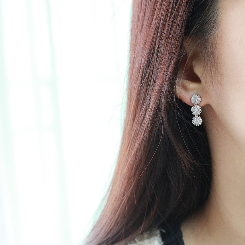 샌프란제이 프리미엄 큐빅 미니 플라워 드롭 귀걸이 26,100원