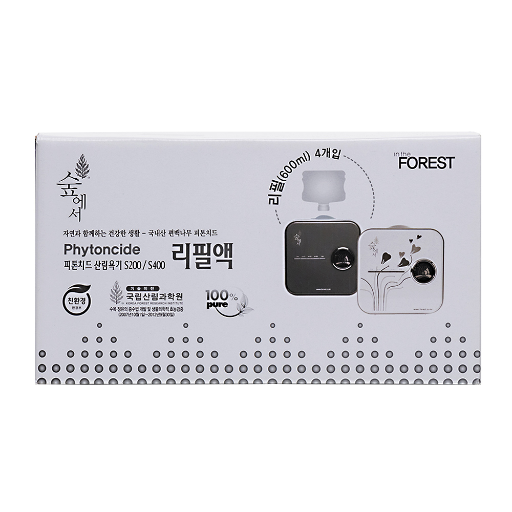 숲에서 제주 피톤치드 산림욕기 S200, S400 리필액 (친환경 인증 획득, 600ml x 4ea), 4개, 600ml 67,000원