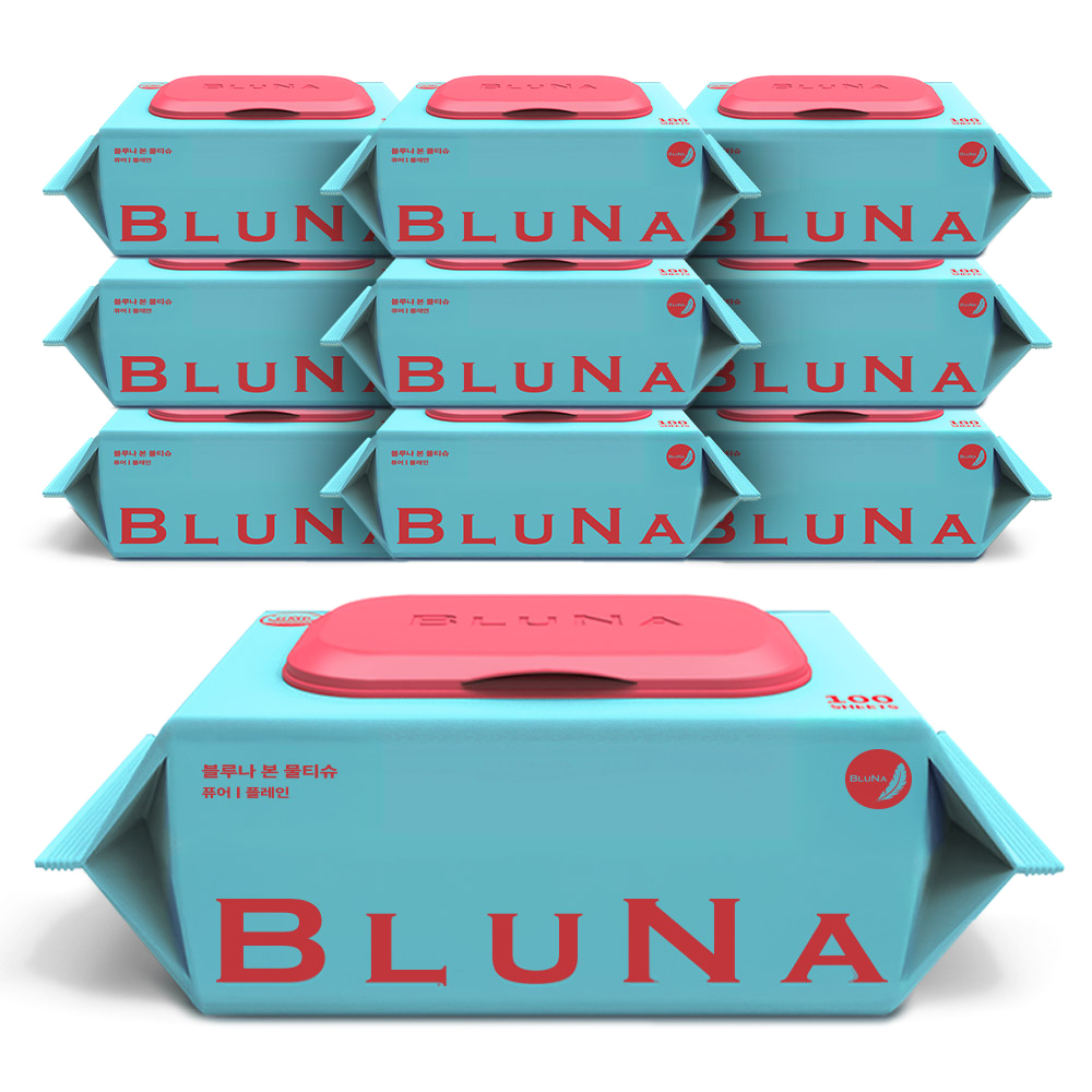 블루나 본 퓨어 저자극 물티슈 캡형, 10개, 100매, 40g 6,980원