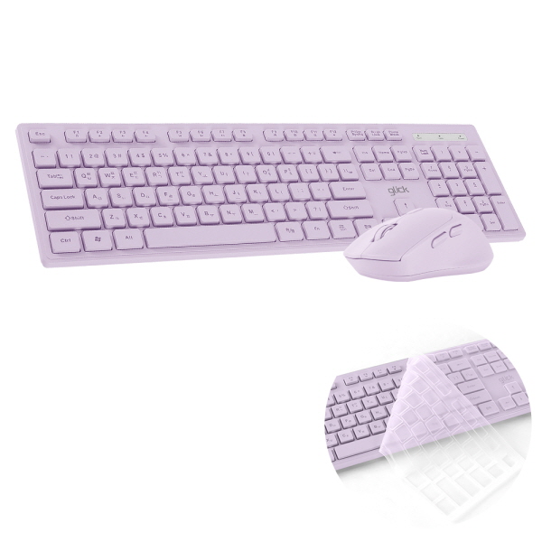 지클릭커 OFFICE PRO 인체공학 무소음 무선 키보드 + 마우스 세트, WMK10, 퍼플, 일반형 21,800원