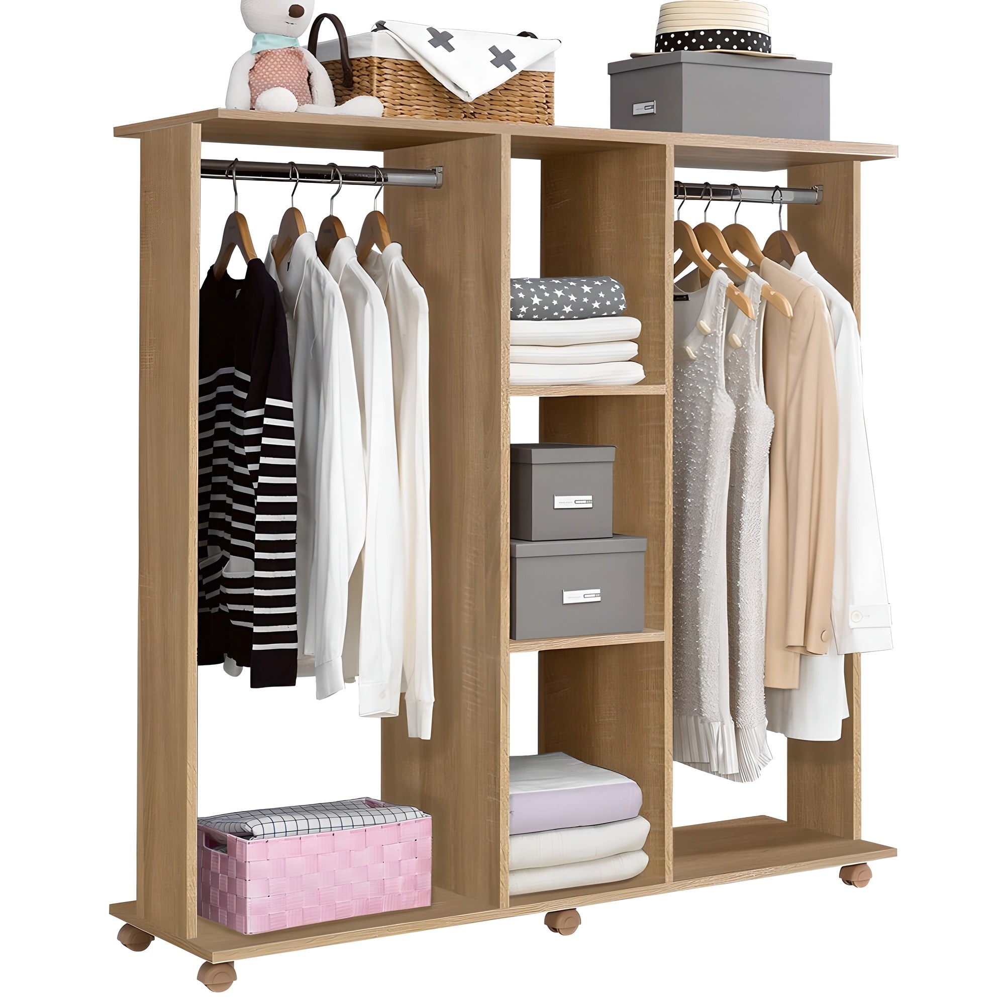 프리메이드 이동식 수납 행거 와이드형 드레스룸 행거  스탠드옷걸이 73,400원