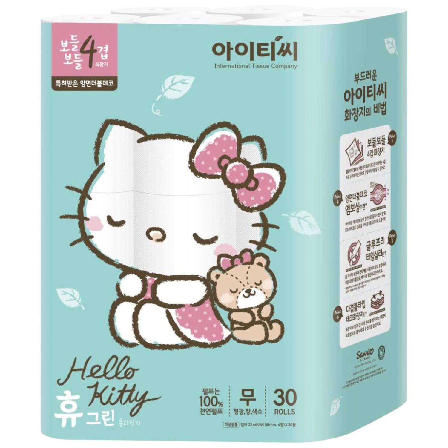 헬로키티 휴그린 보들보들 4겹 롤화장지 22m, 1개, 30롤 17,190원