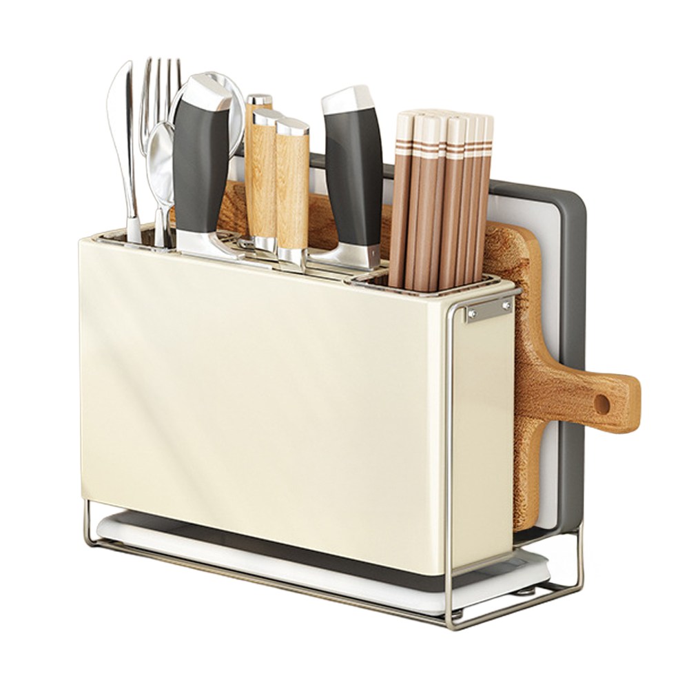 무타공 대용량 칼보관함 칼꽂이 칼블럭 수저통 도마 씽크대 정리대 주방용품 수납함 거치대, 1개, 크림색 34,900원