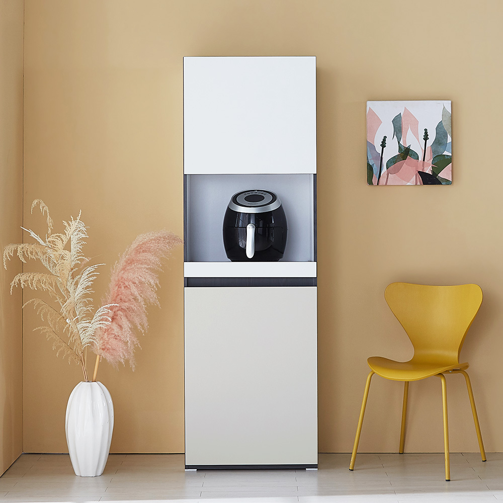 미자크 리버스 밥솥 틈새수납장 1860 / 오브제 주방수납장 다용도 팬트리 수납장 속깊은 키큰 장 냉장고 600 500, 크림화이트+샌드그레이, 5단 204,900원