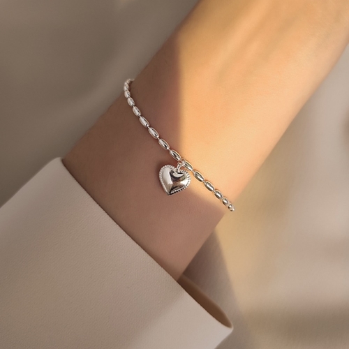 에르모사제이 W024 실버 925 데일리 여자 레이어드 하트 은 팔찌 55,900원