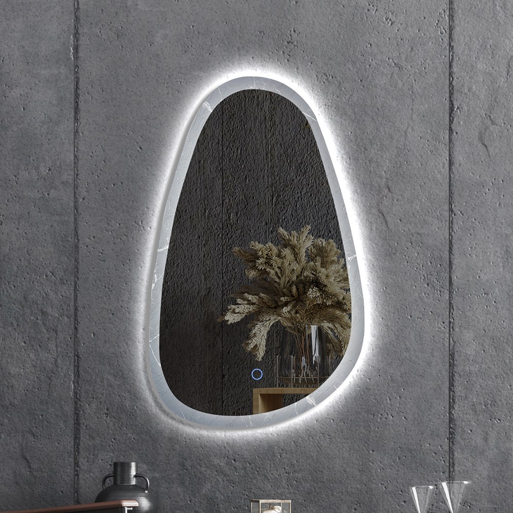 루비드 스톤 LED 망고 비정형 간접 조명 대리석 패턴 세면대 카페 거울 욕실 인테리어 벽거울 185,000원