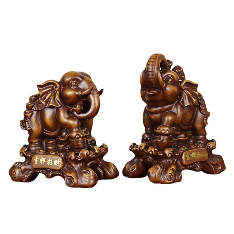 재운이 상승하는 길상 커플 코끼리 장식품 풍수 인테리어소품 개업선물, 브라운 178,000원