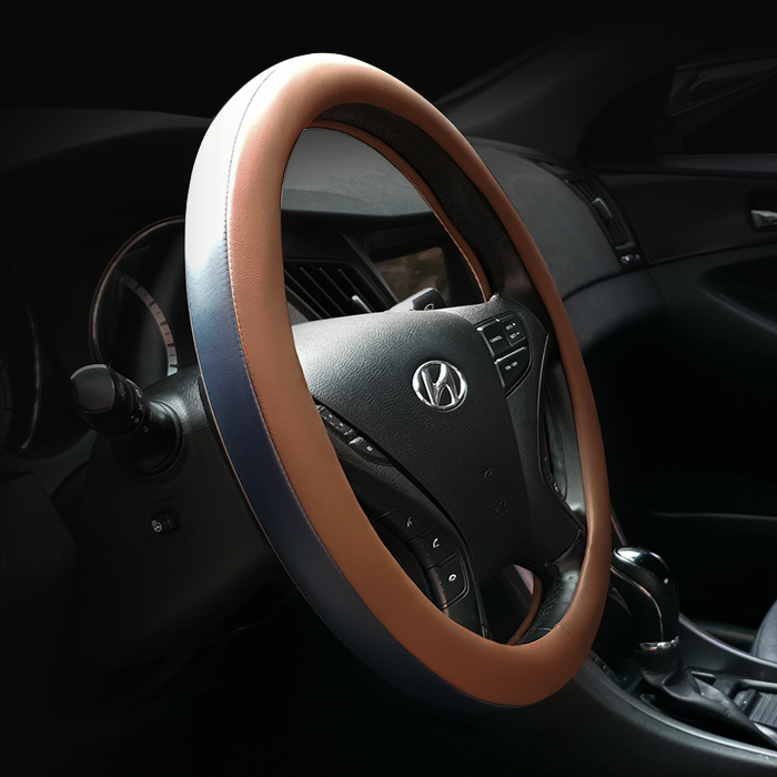 카프트 투톤 핸들커버 원형 D컷 가죽, 브라운 25,000원