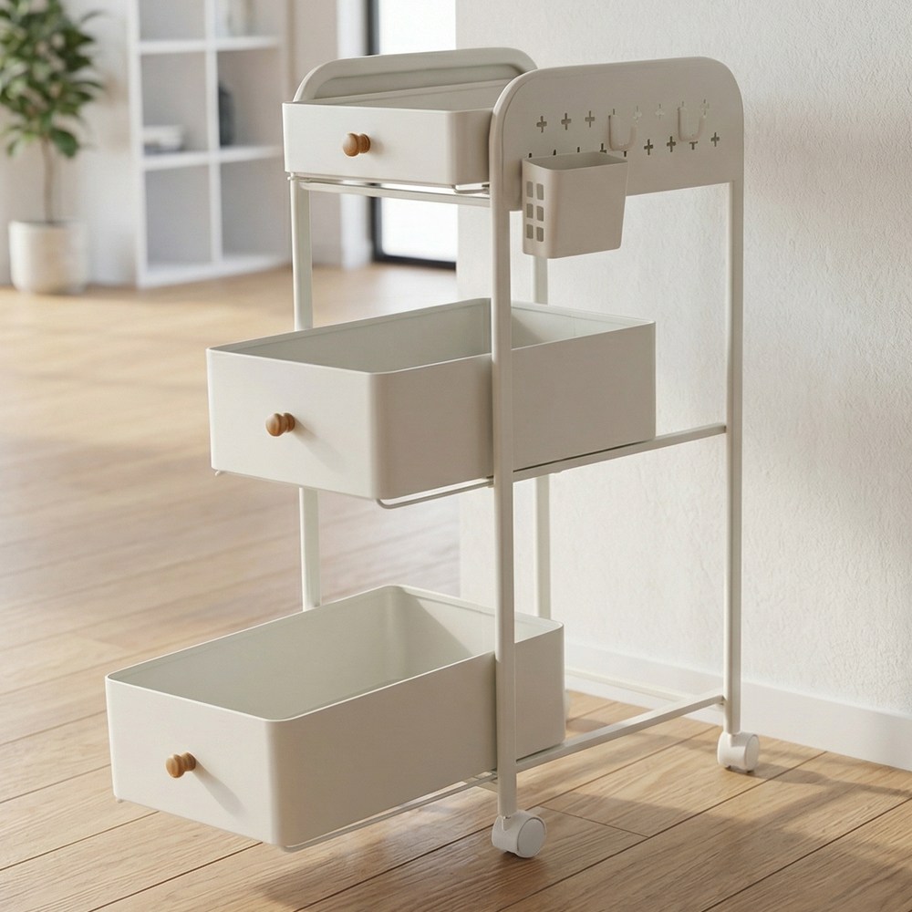 르엘 서랍형 이동식 철제 트롤리, 3단, 아이보리 44,900원