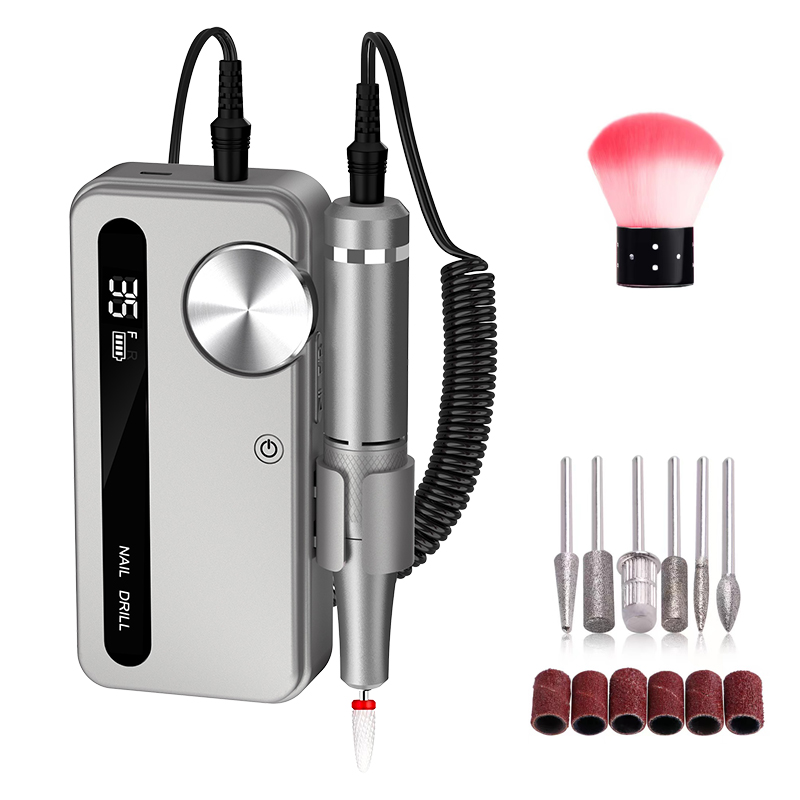 YINUO 젤 네일 드릴 전동 네일 관리기 네일 케어 속도 조절 0-35000rpm USB충전식, 1세트, 라이트 그레이 63,600원