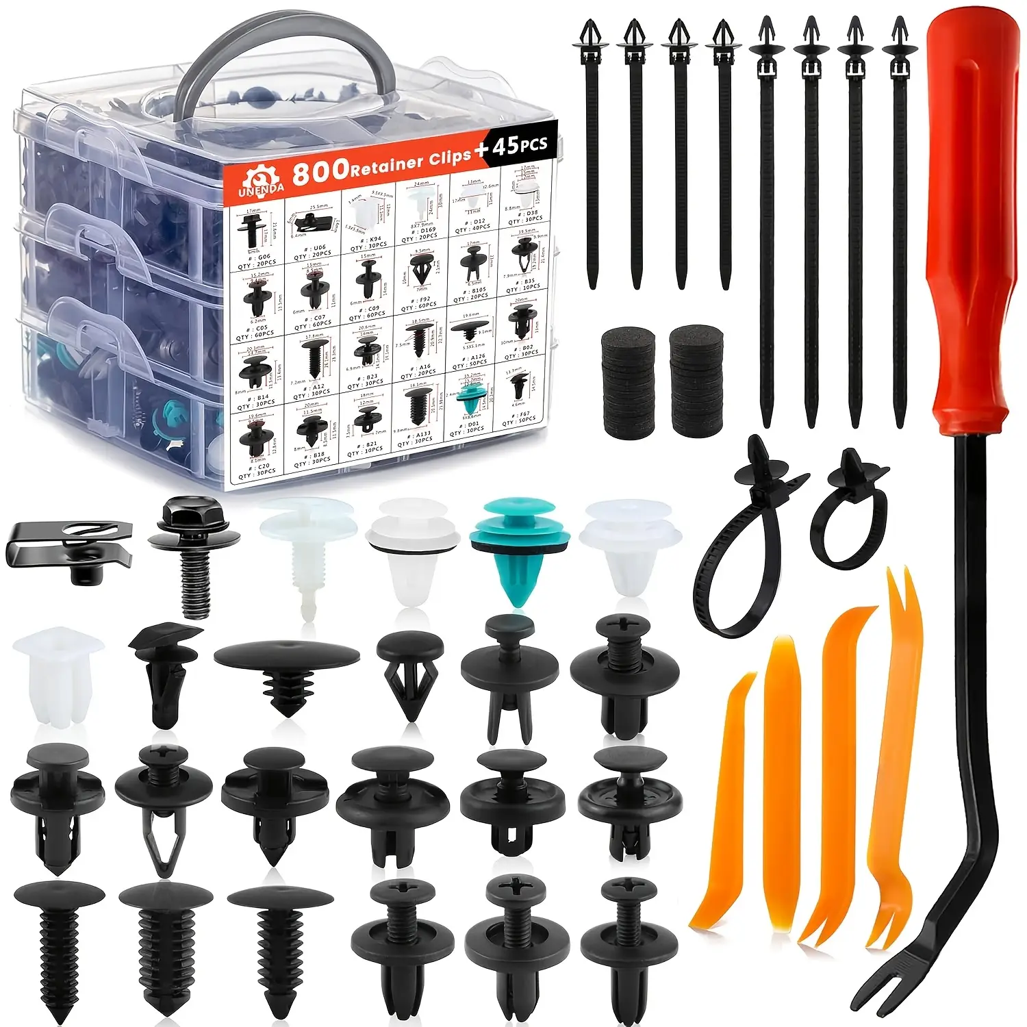 AIRAJ 박스형 리벳 고정 클립 세트 845피스, 자동차 고정 클립, 각종 고정 클립이 필요한 정비 작업에 적합합니다. 귀하의 고민을 해결해 드립니다., 1개, 8845 17,000원