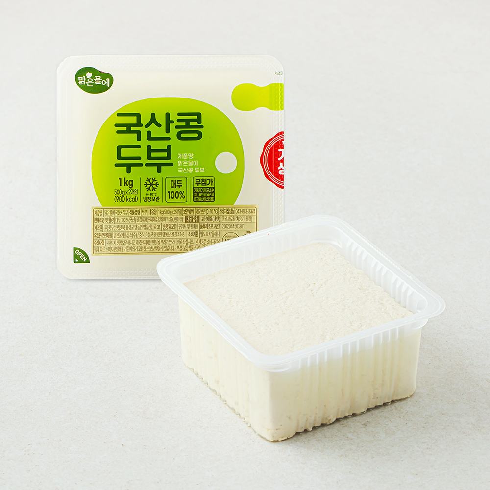 맑은물에 국산콩 두부, 500g, 2개 5,980원