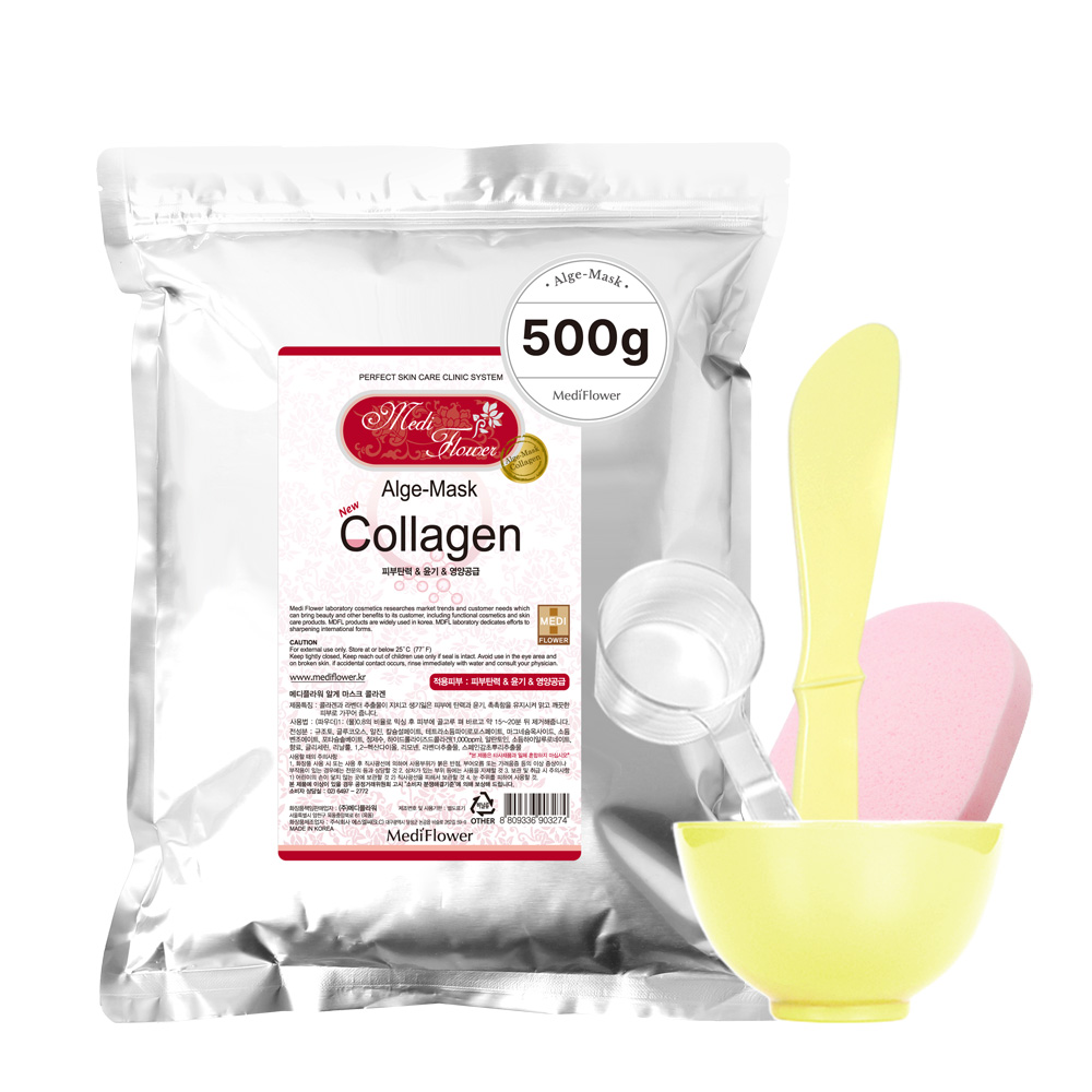메디플라워 모델링팩 콜라겐 500g+팩도구 4종세트 13,900원