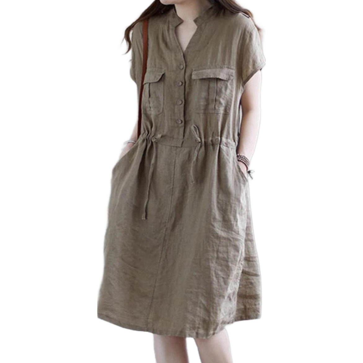 마샹스 여성 신상 린넨 빅사이즈 2XL 박시 원피스 5062105 33,000원