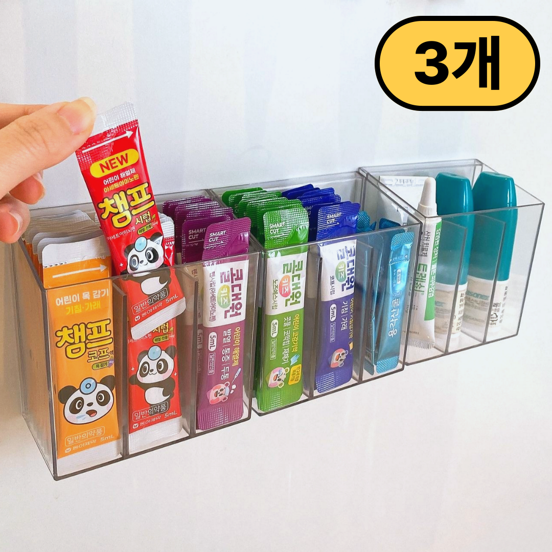 올데이앤 다용도 부착식 3칸 수납함, 투명, 3개 10,500원