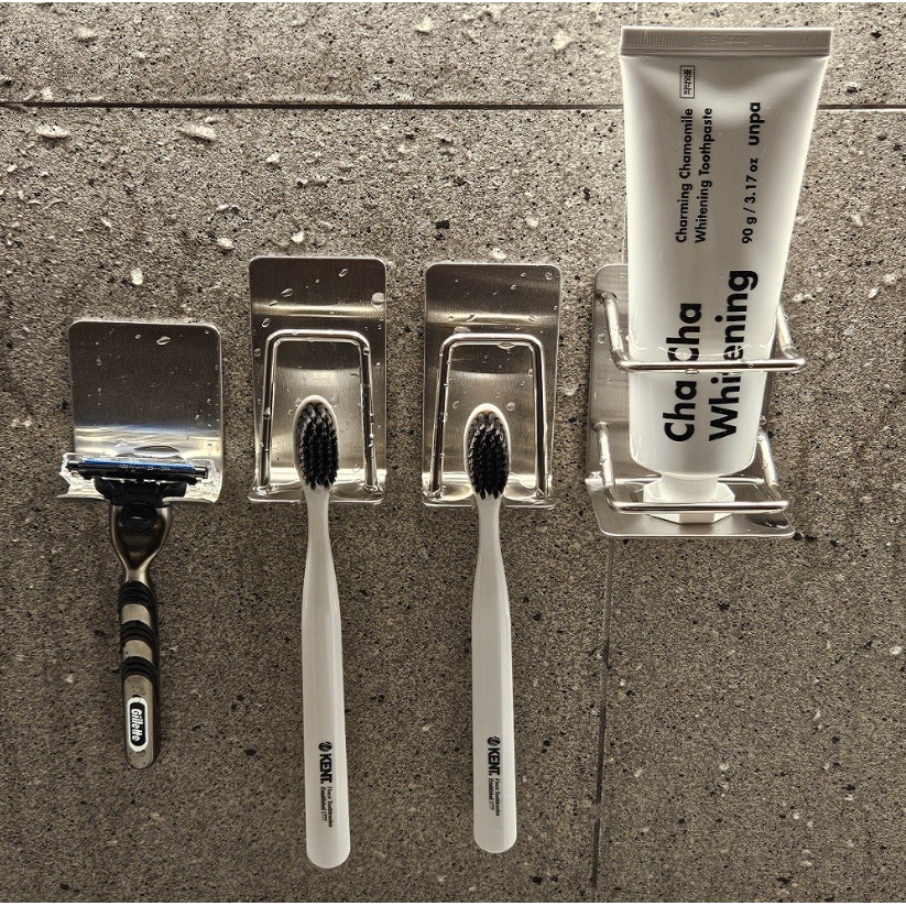 아크배라 304 올 스텐 칫솔걸이 무타공 칫솔꽂이 세트, 2인용, 1개 13,000원