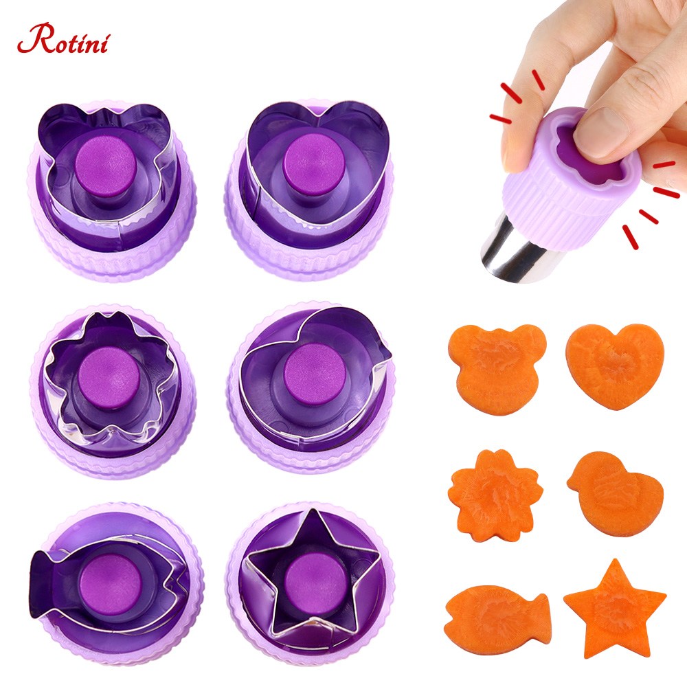 로티니 푸쉬형 야채커터 모양틀 6종, 1세트, 퍼플 8,500원