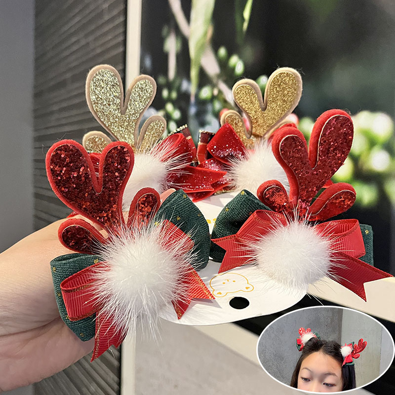ZMBIRD 사슴 털공 크리스마스 헤어핀 4종세트 N2977 11,800원