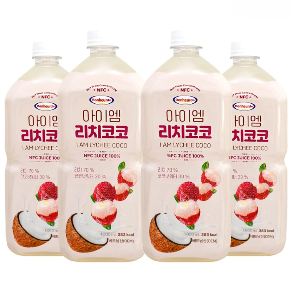 보넬드 아이엠 리치코코 NFC 착즙주스, 4개, 1L 28,690원