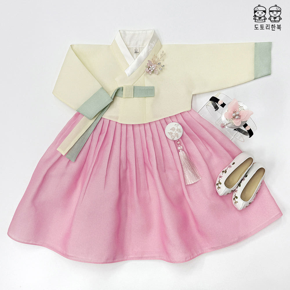 노랑저고리 분홍치마 고급 여아한복 (1호-15호) 어린이 돌한복 아기 아동한복 77,000원