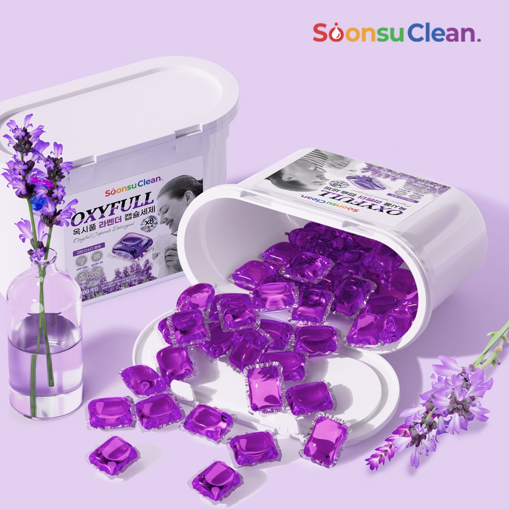 순수크린 옥시풀 라벤더 캡슐세제 올인원 100개입 8배고농축 실내건조용세제 프리미엄 8,630원