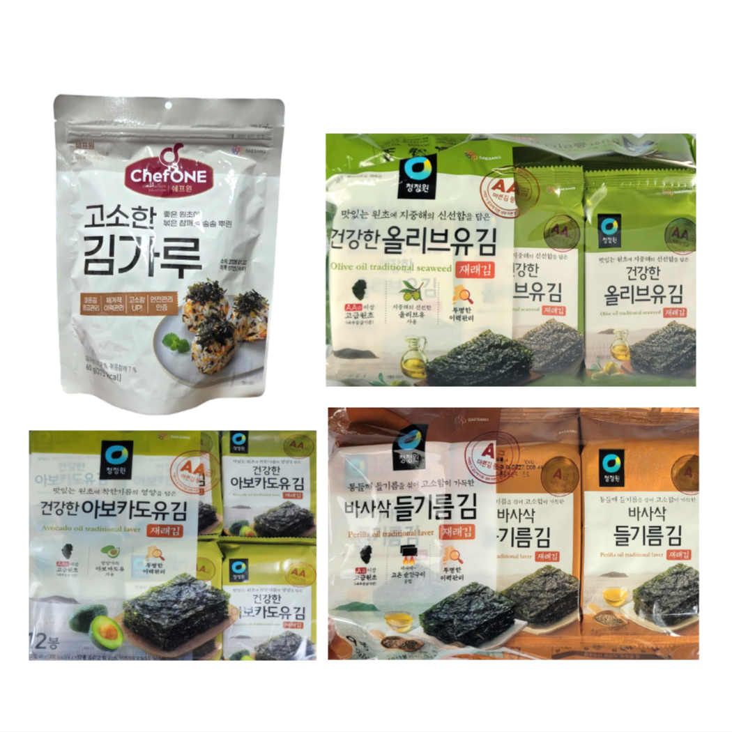 청정원 올리브유김 45g+들기름김36+아보카도유김48g +고소한 김가루60g 1세트,189g 25,000원