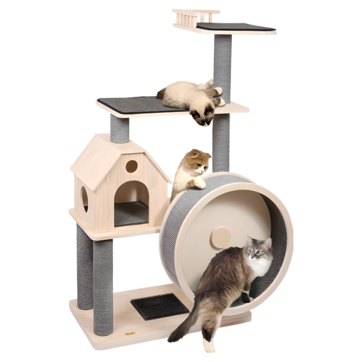 펫모닝 원목 하우스 휠타워, 1개, 브라운 그레이 260,000원