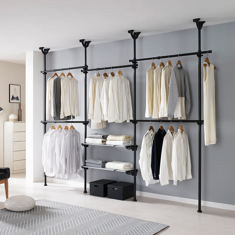이지온 고정식 시스템 드레스룸 7단 행거 EOB-407W, 블랙 170,520원
