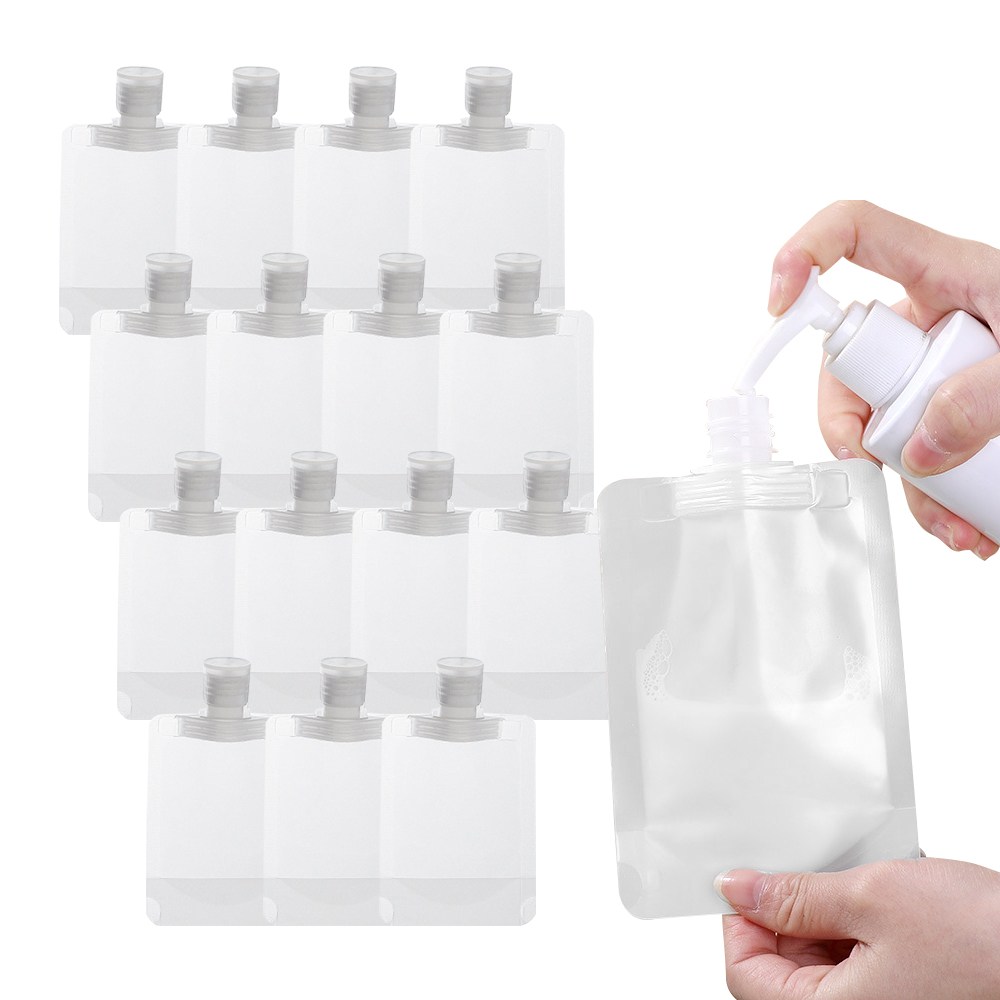 이지유 여행용 공병 파우치 세트 화장품 샴푸 로션 소분 휴대용 용기, 15개, 화이트 (50ml) 5,800원