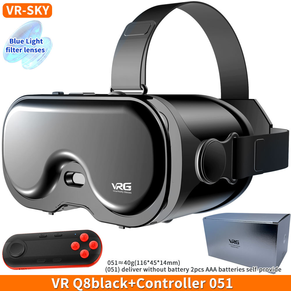 VR 매직미러 파노라마 안경으로 게임을 하는 휴대폰 Q8헤드마운트형 스마트 가상현실3d 안경, Q8 블루레이 버전 블랙 영어+051 170,000원