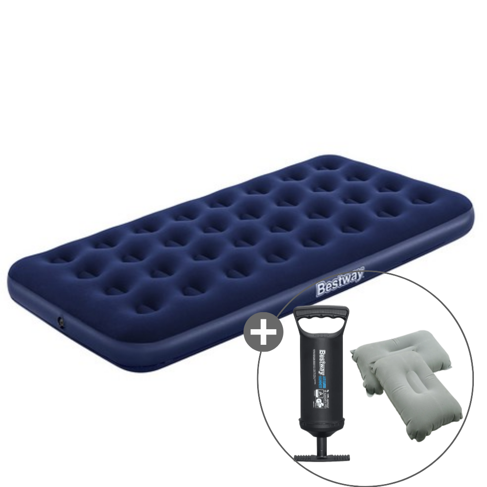 캠프빌리지 베스트웨이 에어매트+베개 2개+작은손펌프 세트, 블루, 현재가 15,900원