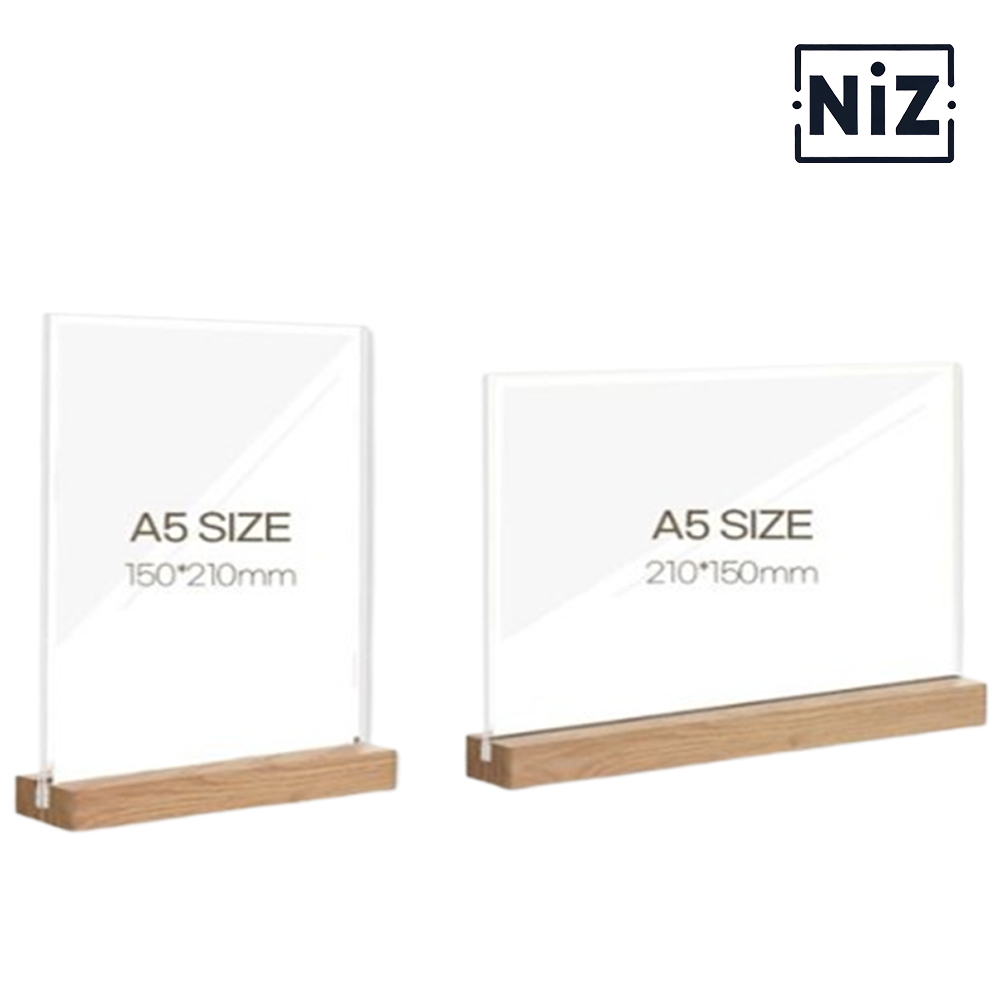 니즈홈 아크릴 A5(21X15cm) 스탠드 목재받침대 POP홀더 광고홍보물 메뉴꽂이 가격표 6,700원