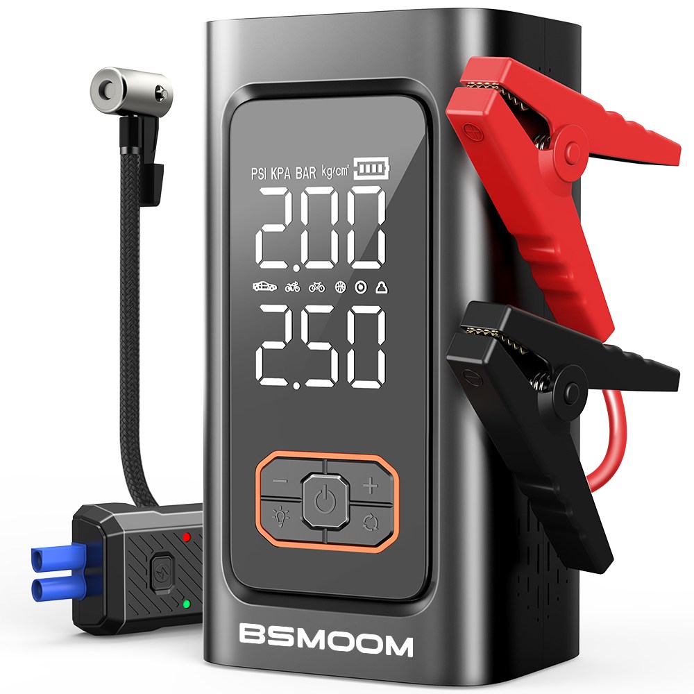 BSMOOM 4000A 점프스타터 에어펌프 대용량 보조배터리 자동차 긴급 시동 점프스타터 스마트 점프케이블 12V, 1개, 12400mAh 92,900원